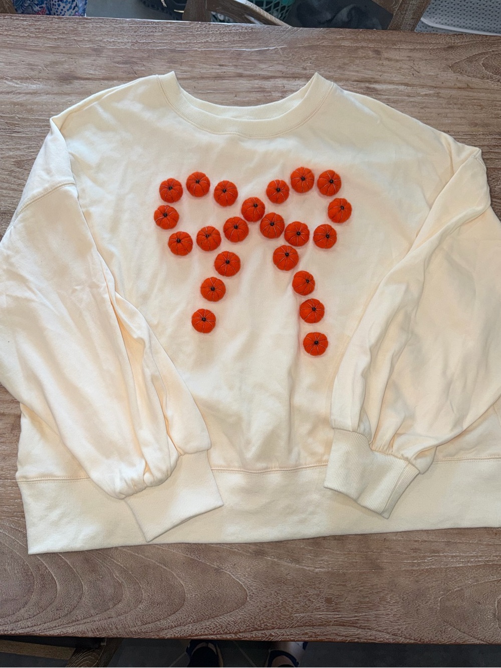 BOW PATTERN Fall COZY 3D PUMPKIN SWEATER SWEATSHIRT, HALLOWEEN 🎃 L PEACH LOVE
